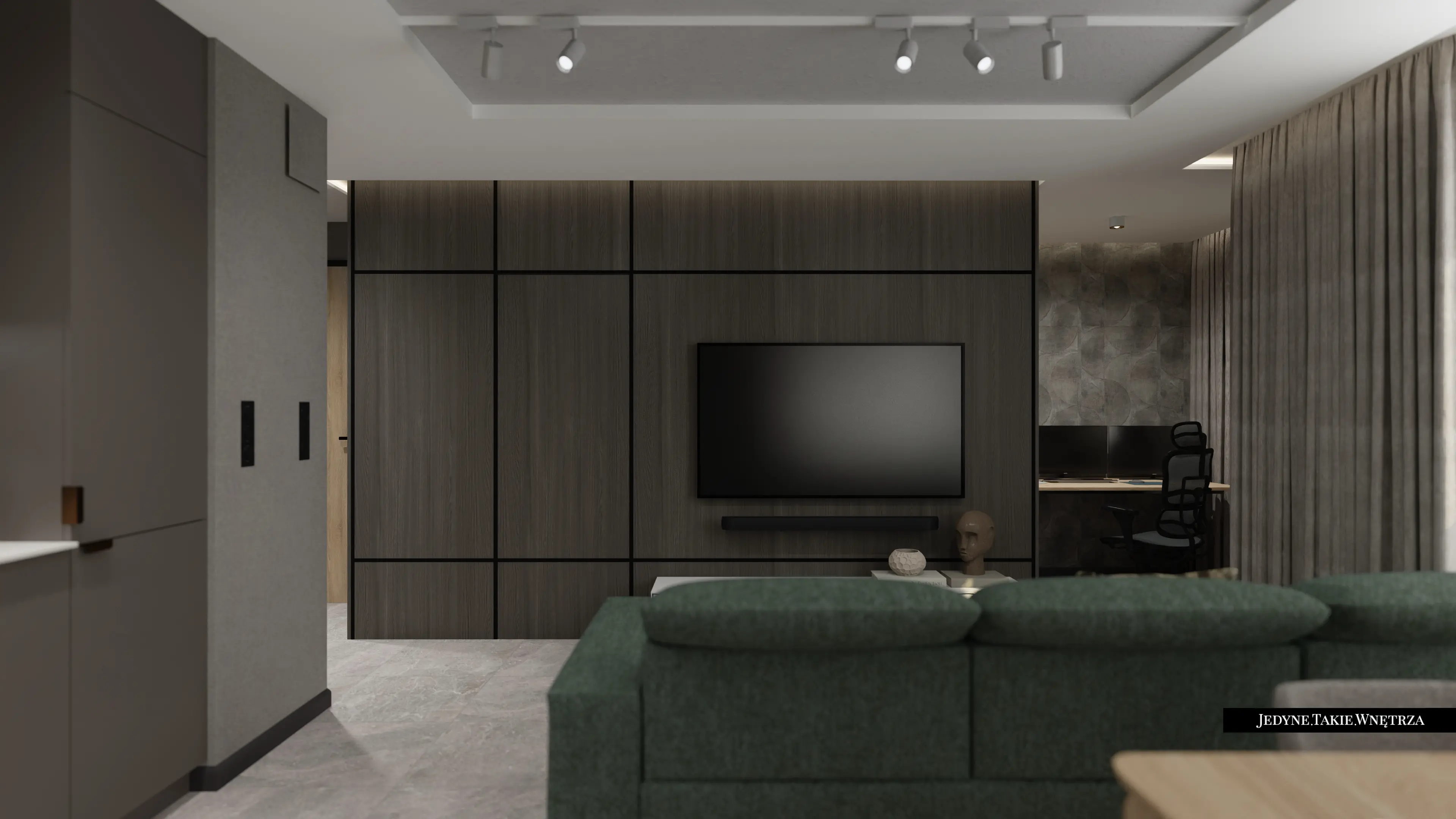Home 40 jedyne-takie-wnetrza-projekt-wnetrza-salon-z-ciemna-kuchnia-zielona-kanapa-loftowe-wnetrze-mieszkanie-dla-singla-architekt-wnetrz-gdansk-trojmiasto-gdynia-warszawa (7)