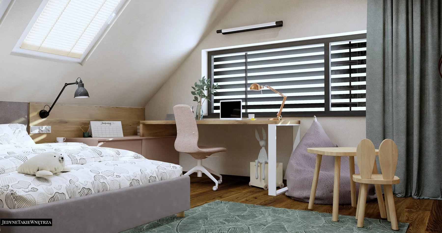 architekt-projektant-wnetrz-gdansk-trojmiasto-warszawa-krakow-aranżacja-pokoju-dziewczynki-pod-skosem (5)-min